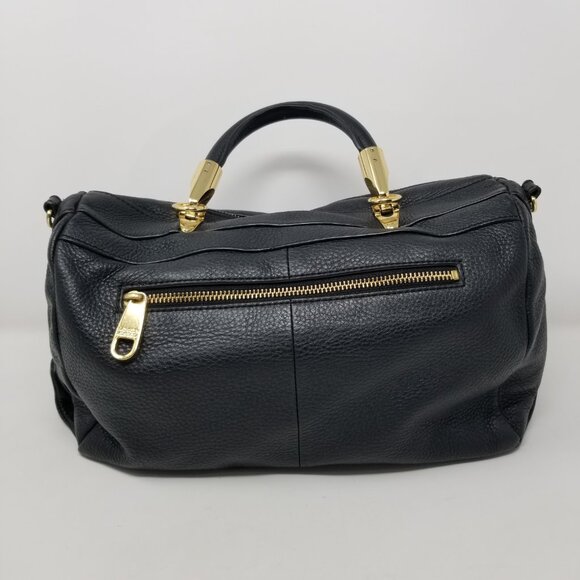 Badgley Mischka Black Leather & Gold Handbag & Crossbody Messenger Bag Handbags - Picture 2 of 16